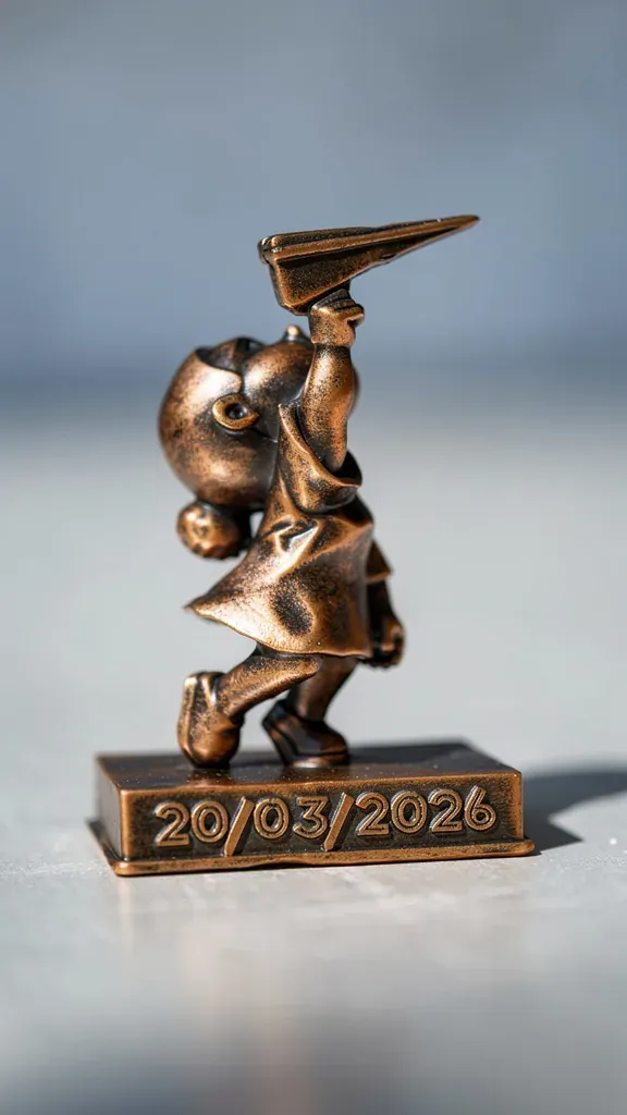 Bomboniera bambina con aeroplanino bronzo stampata in 3D
